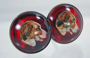Antique Victorian Tie Backs with Dog Picture  