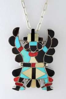 ZUNI KNIFEWING STERLING TURQUOISE ONYX NECKLACE  