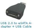 New USB 2.0 to SATA eSATA 2 Ports Adapter for PC Laptop  
