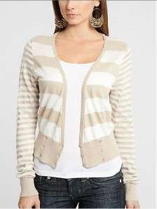 NEW GUESS STRIPED KIM CARDIGAN CASHMERE SWEATER TOP  