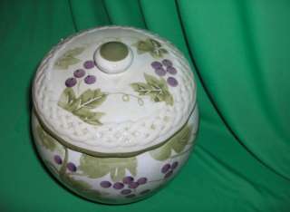 Vintage Jay Imports China Grape Vine Large Cookie Jar  