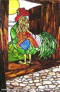 Original Rooster Stained Glass Window Panel EBSQ Artist  