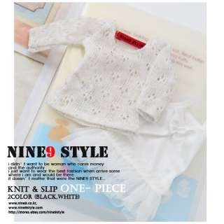 YOSD)knit & slip one  piece (black,white), BJD, outfit ,26cm  