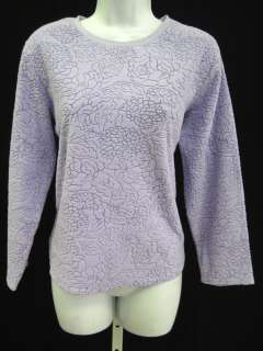OSCAR DE LA RENTA Purple Fleece Floral Shirt Top Sz S  