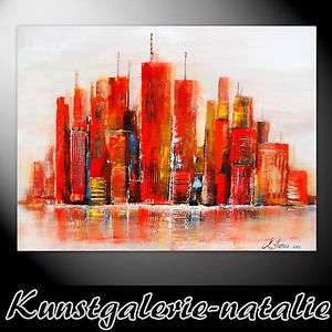 Kunstgalerie natalie Acryl Bilder Gemälde Leinwandbild Stadt Rot 