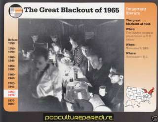 THE GREAT BLACKOUT OF 1965 New York City Power Out CARD  