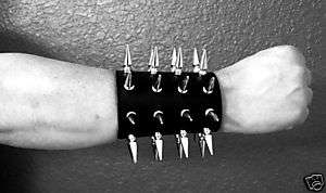 SPIKED LEATHER GAUNTLET WRISTBAND BLACK METAL ABSU  