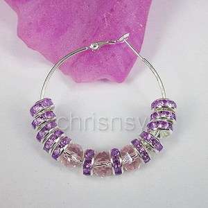   Round Hoop 40mm Purple Acrylic Spacer Beads Glass Crystal c1636  