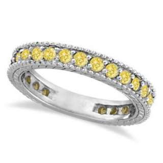 00ct Fancy Yellow Canary Diamond Right Hand Eternity Ring Band 14k 