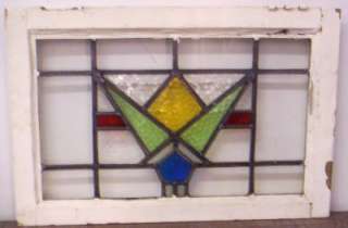 OLD ENGLISH STAINED GLASS WINDOW Geometric Design  