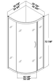 30 x 30 DREAMLINE SPARKLE 1/4 GLASS SLIDING ROUND CORNER SHOWER DOOR 