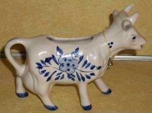 BLUE DELFT COW CREAMER MILK CREAM BELL HAND PAINTED OLD  