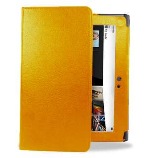 Orange Executive Wallet Leather Case For Sony S1 Tablet + Screen 