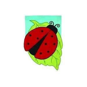  9979FM Applique Ladybug Leaf Sculpted Mini Flag Patio 