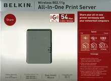 BELKIN PRINT SERVER WIRELESS G 802.11G ALL IN ONE USB  