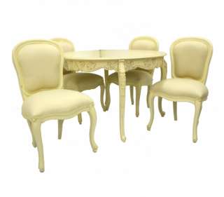 French Style Furniture Family Dining Room Table and 4 Chairs Designer 