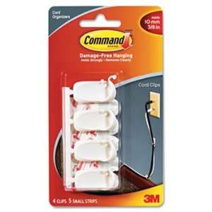  Command 17301   Cord Clip w/Adhesive, White, 4/Pack 
