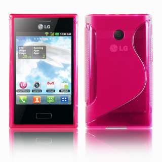   Line Wave Gel Case Cover For LG E400 LG OPTIMUS L3 + Screen Protector