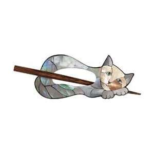  Inlaid Mother Of Pearl Shawl Pin Cat 