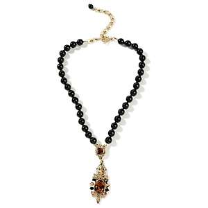   Tres Chic Crystal Accented Black Onyx 16 3/4 Necklace 