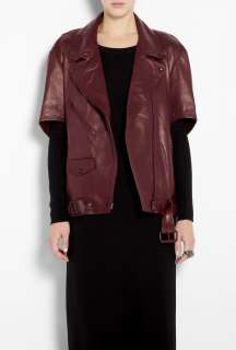 Acne  Betterave Marble Short Sleeve Leather Jacket by Acne
