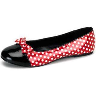 Polka Dot Mouse (Red/White) Patent Flat Adult Shoes   Includes Shoes.