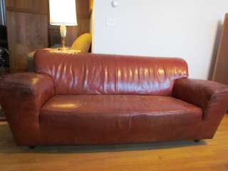 Vintage GERARD VAN DEN BERG / MONTIS Brown Leather Retro Art Deco Sofa 