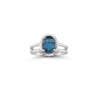   03 Cts London Blue Topaz Solitaire Ring in 14K White Gold 7.0 Jewelry