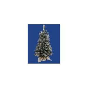 Pre Lit Flocked Jackson Pine Christmas Tree in Burlap Sack 