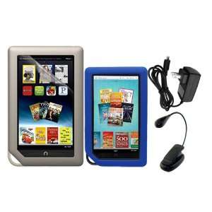  + Blue Soft Silicone Cover Case + Black LED Clip on Reading Book 