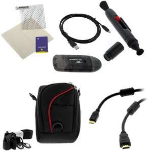  EveCase Black with Red Strip Case + Data Cable + Mini HDMI Cable 