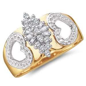  Cluster Heart Ladies Diamond Ring 10k Yellow Gold (0.15 Carat 