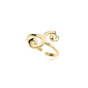  Womens Swirl Toe Ring in 14 karat yellow gold Jewelry