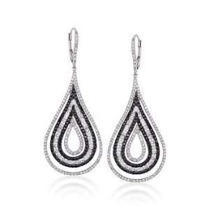   Black and White Diamond Drop Earrings In 18kt White Gold Jewelry