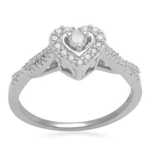 10K White Gold Diamond Bridal Heart Ring (1/4 cttw, I J Color, I2 I3 