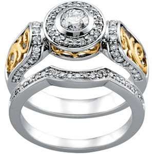  14K Two Tone Gold Diamond Bridal Engagement Ring 