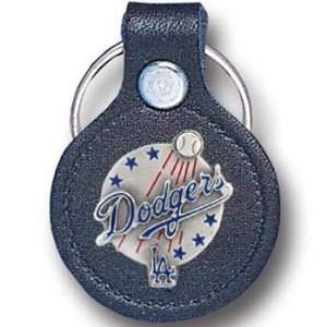 Los Angeles Dodgers MLB Round Leather Key Chain  Sports 