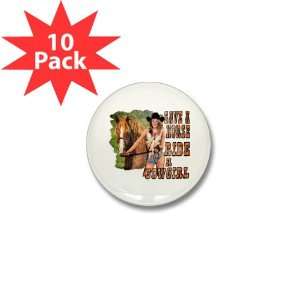  Mini Button (10 Pack) Country Western Lady Save A Horse 