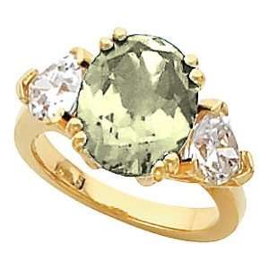  14K Yellow Gold Lemon Quartz and Diamond Ring Jewelry