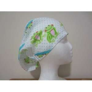  Womens Close Fit Scrub Cap, Adjustable, Froggy Everything 