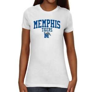 Memphis Tigers Ladies Team Arch Slim Fit T Shirt   White  