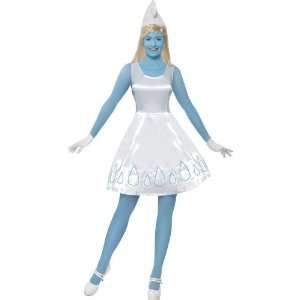  Smurfette Deluxe Fancy Dress Costume, Wig & Face Paint US 