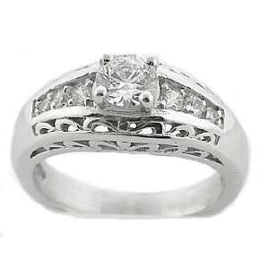  70ct. 18K. White Gold Round Antique Diamond Engagement Ring Jewelry