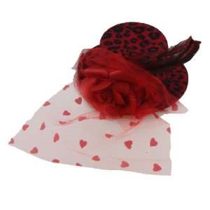   Red Mesh Veil Leopard Pattern Hat Shaped Hair Clip for Lady Beauty