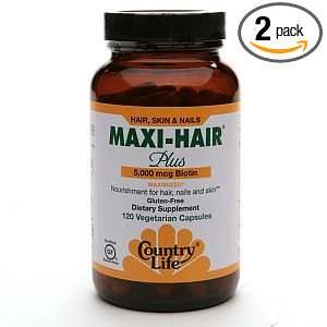   Life Maxi hair Plus 5,000 Mcg Biotin   120 Veggie Capsules, Pack of 2