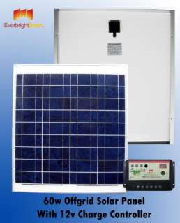 60 Watt Solar Panel 12 Volt + Battery Charge Controller  