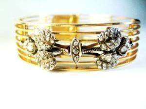 Antique French Victorian 18k Gold Diamond Bracelet  