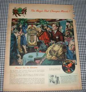 1940S *WURLITZER MUSIC* MAGAZINE AD JUKEBOX DANCINGwr  