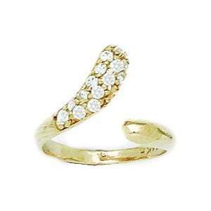  14k Yellow Gold CZ Top Adjustable Snake Shape Body Jewelry 