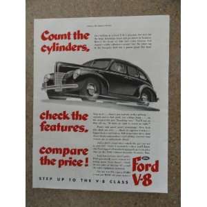  V8,Vintage 40s full page print ad (woman/car) Original vintage 1940 
